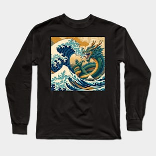 Shenron is summoned by Katsushika Hokusai Long Sleeve T-Shirt